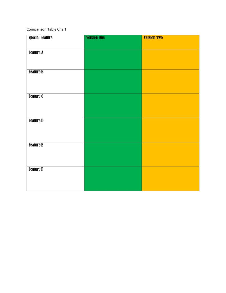 Free Versus Chart Template Word - Free Comparison Chart Template Word - Free Word Template