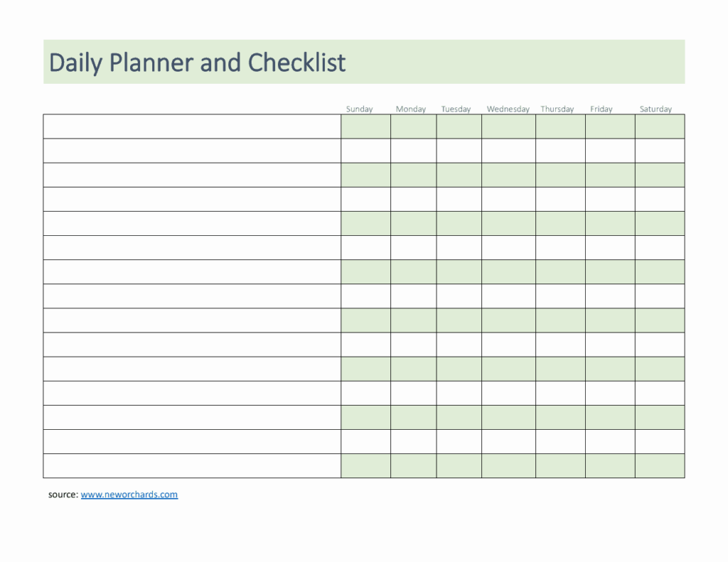 Free Word Weekly Planner Templates