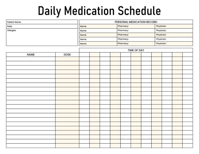 Medicine Daily Charts To Print For Free - Free Daily Medication Chart Printable - Free Printable US