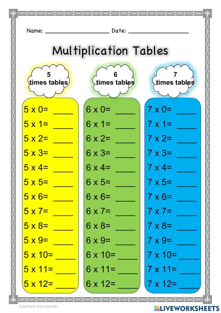 Multiplication Times Table Worksheets - Printable Worksheets
