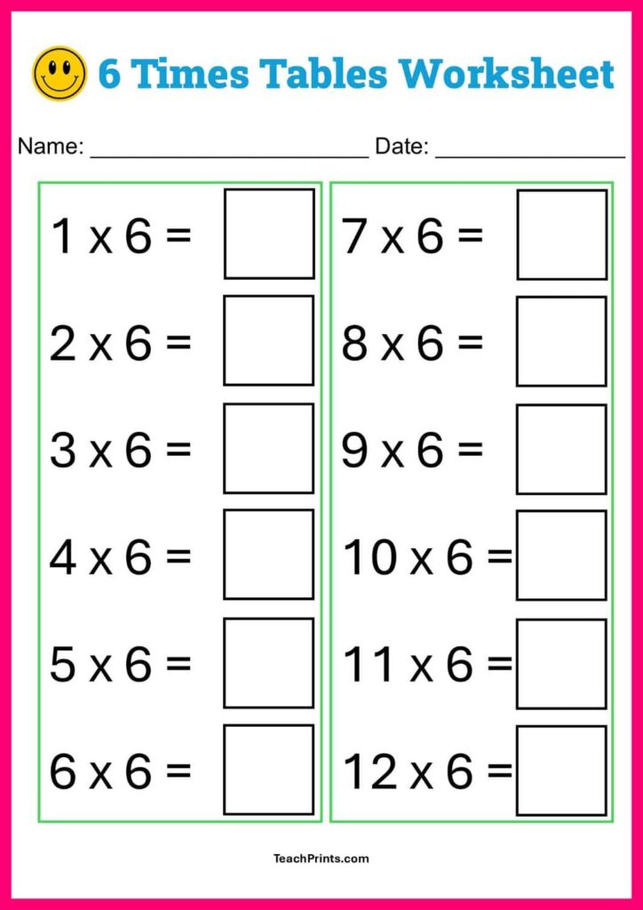 Multiplication Worksheets (Free Printables) - Teach Prints