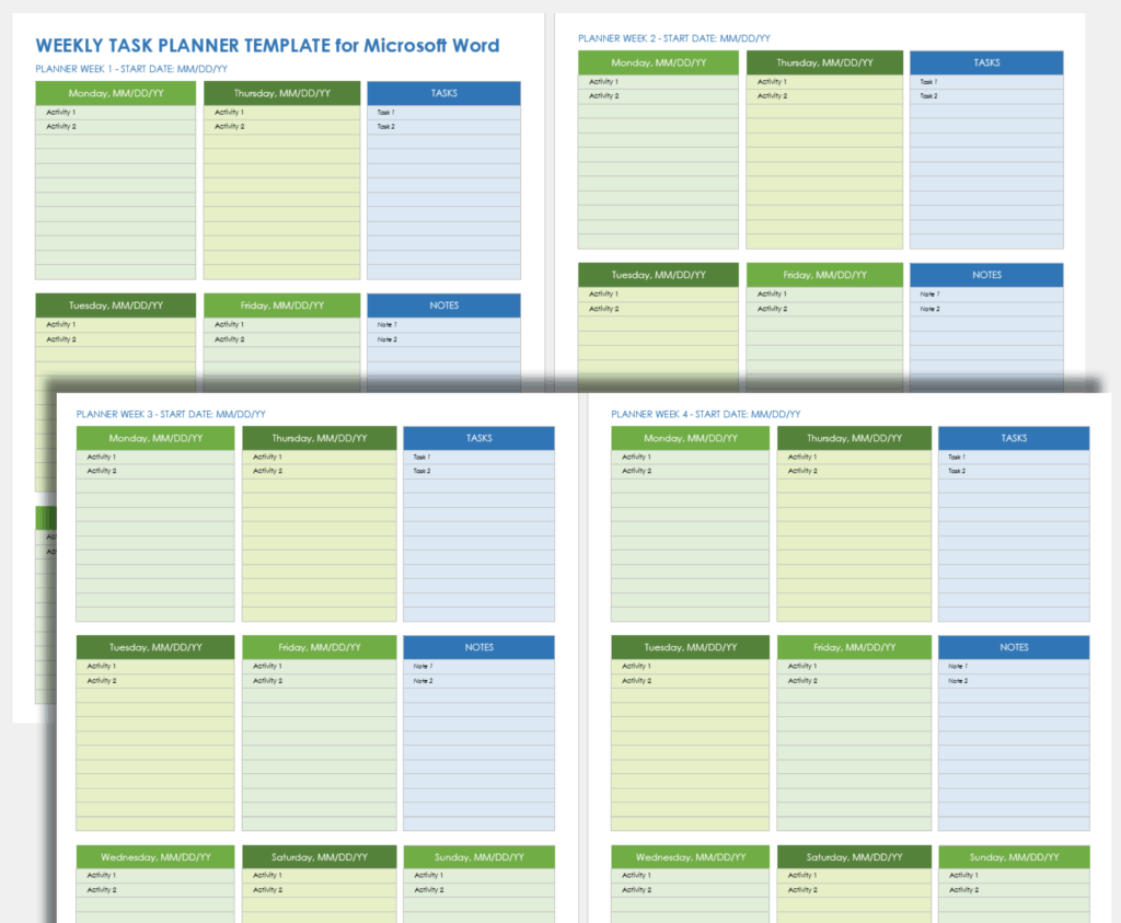 Planner Charts For A Word Doc - Templates For Microsoft Word