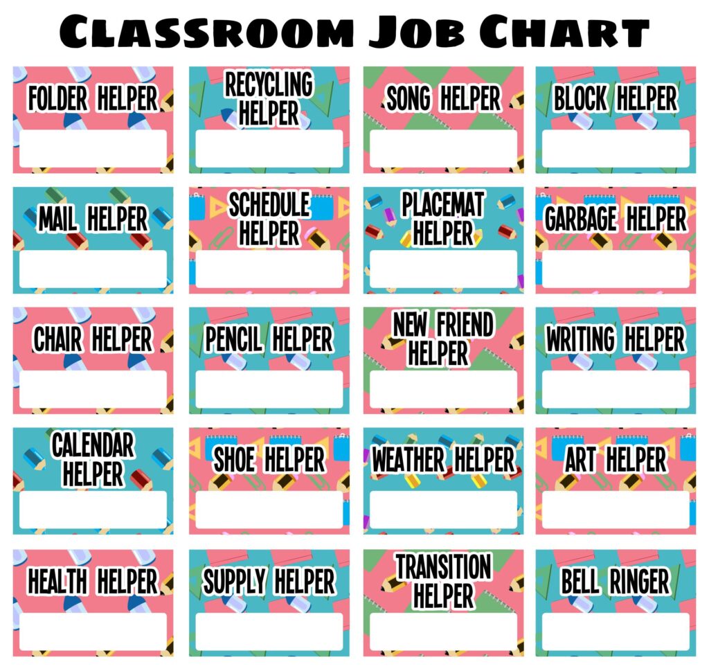 Preschool Classroom Helpers Printable Preschool Classroom Helpers Printable