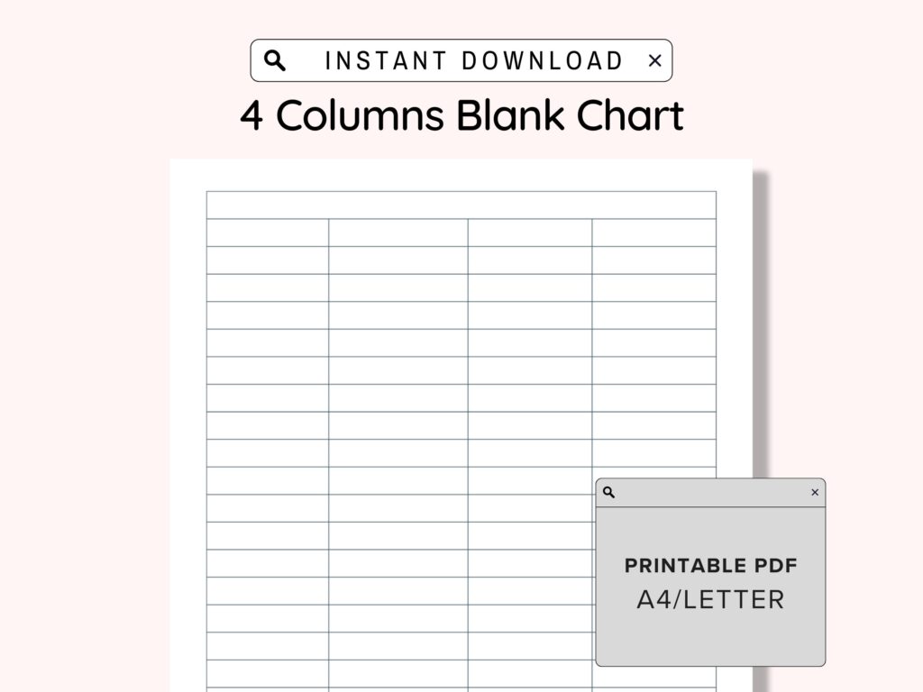 Printable 4 Column Chart Template – Carnelena Printable 4 Column Chart Template - Carnelena