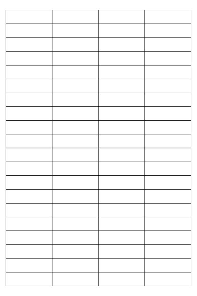 Printable 4 Column Chart With Lines