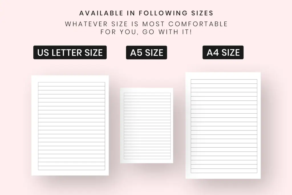 Free printable blank chart with lines available in US Letter, A5, and A4 sizes