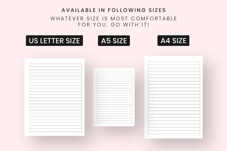 Free printable blank chart with lines available in US Letter, A5, and A4 sizes