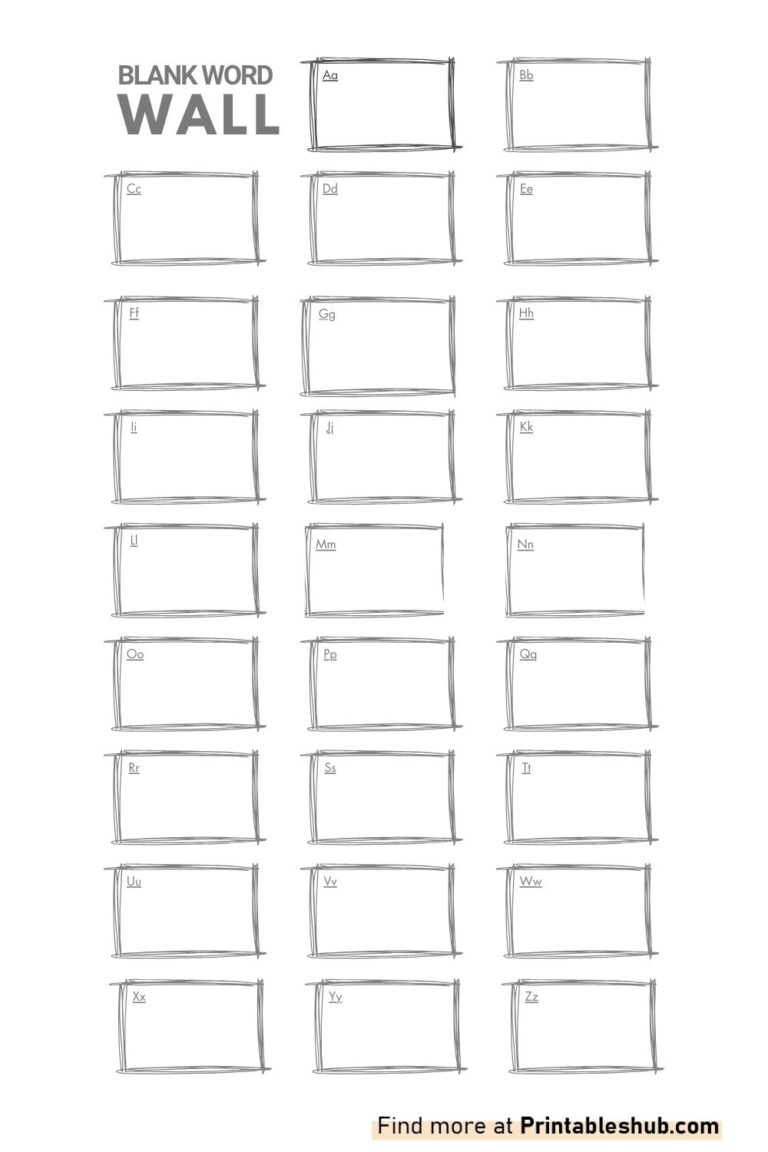 Printable Blank Word Wall Chart - Free Printable Blank Word Wall Templates [PDF Included] - Printables Hub