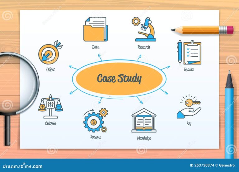 Printable Charts For Case Studies - Case Study Chart with Icons and Keywords Stock Illustration ...