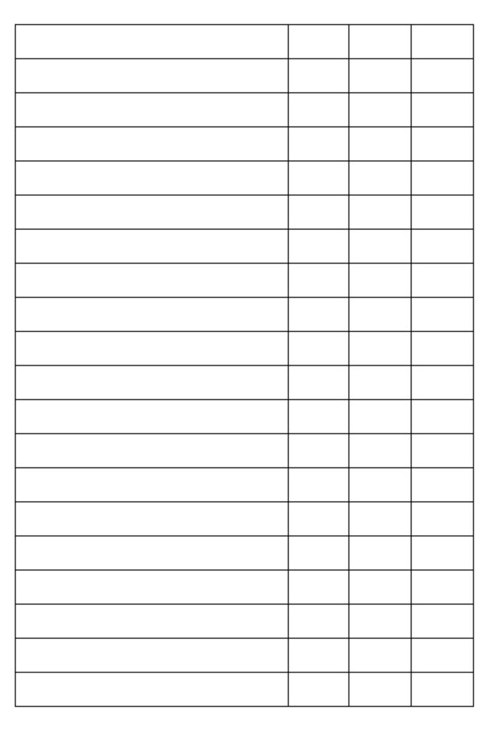 Printable Column Charts Printable Column Charts