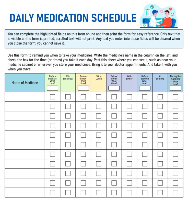 Printable Med Chart For Many People