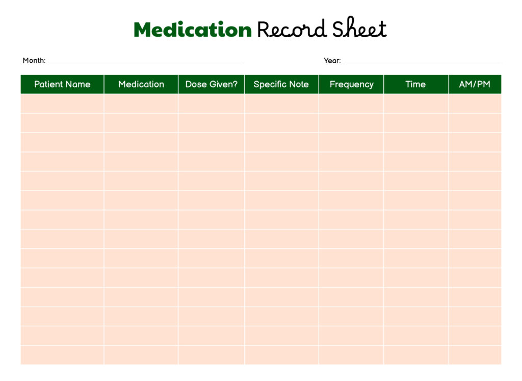 Printable Med Log For Many People - Printables Templates Free