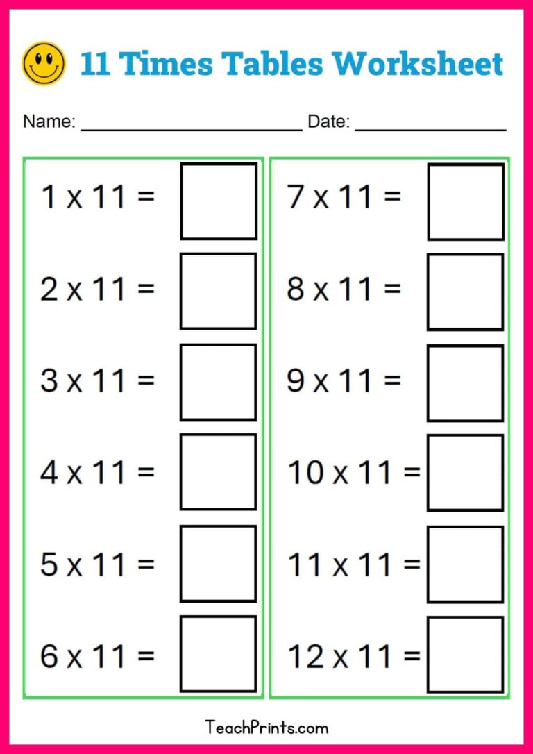 Printable Multiplication Table Without Answers - Free printable multiplication table worksheet for 11 times tables without an