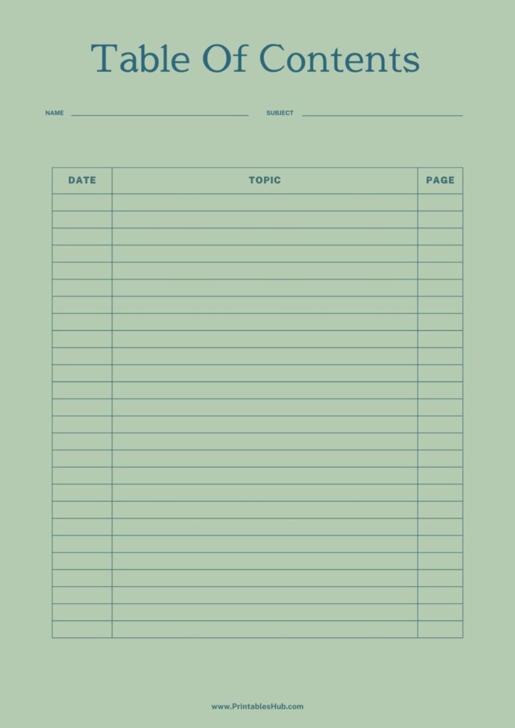 Table Of Contents Chart Print Out – Free Printable Blank Table Of Contents Templates [PDF Included … Table Of Contents Chart Print Out - Free Printable Blank Table Of Contents Templates [PDF Included ...
