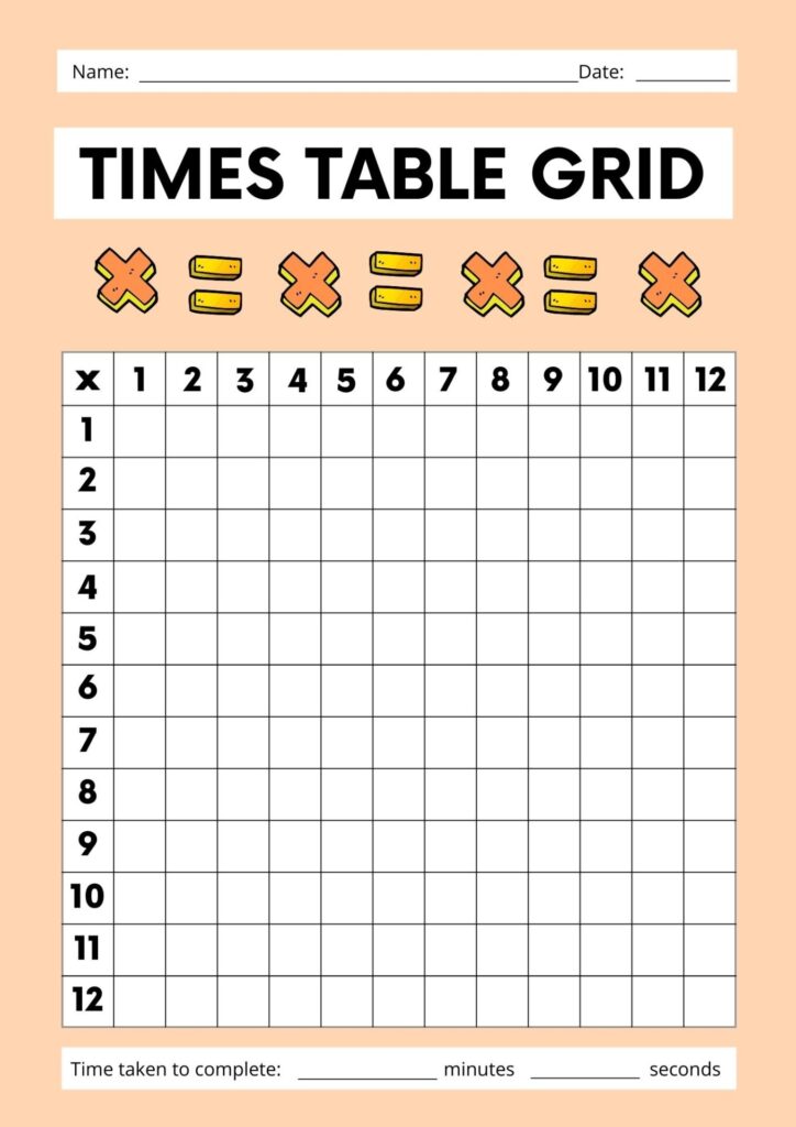 Times Table Blank Chart Printable: A Helpful Tool for Learning ...