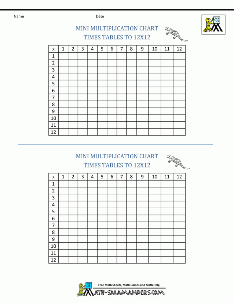 Times Table Grid Blank Mixed - Free Printable