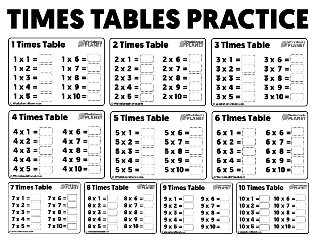 Times Tables Practice Worksheets | Ready To Print - Worksheets Library