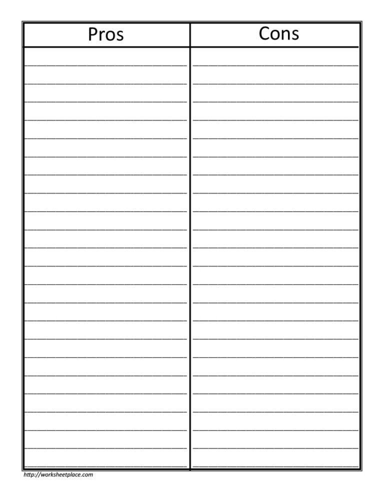 Two Category Chart To Print Out - 2 Column Chart Printable