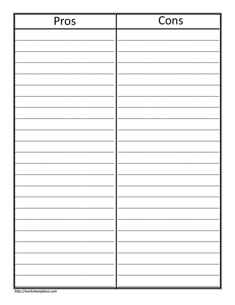 Two Category Chart To Print Out - 2 Column Chart Printable